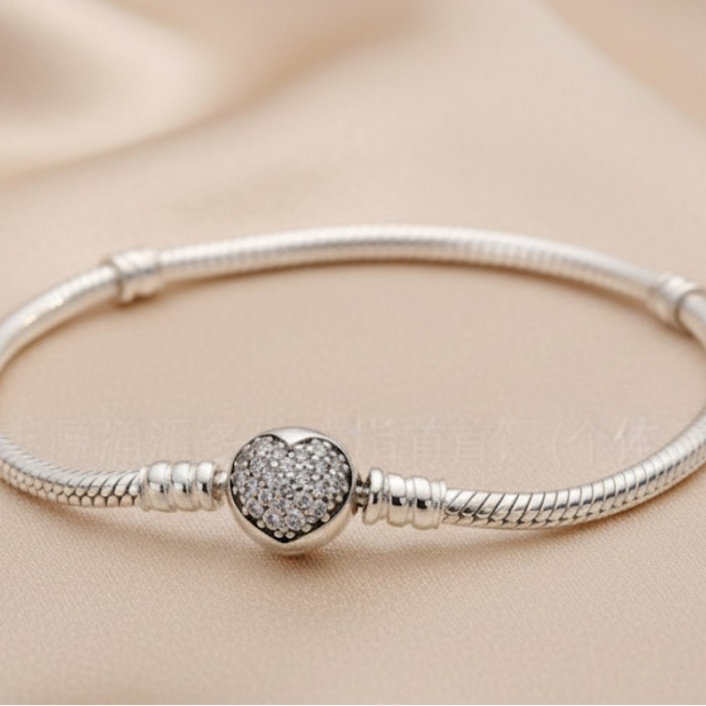 Pandora Silver Bracelet with Heart Charm